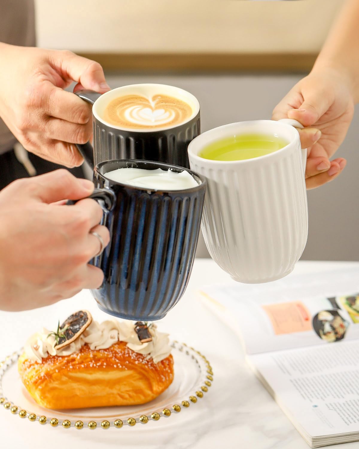 HASENSE white ceramic mug with glossy glaze that resists stains.