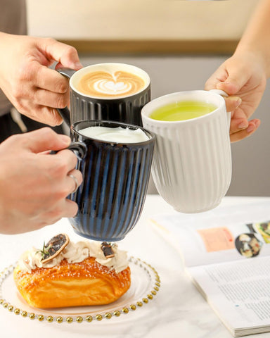 HASENSE white ceramic mug with glossy glaze that resists stains.