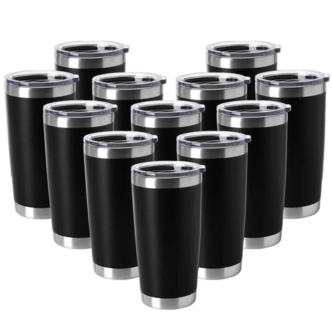 HASLE OUTFITTERS 20oz tumbler with lid shows vacuum insulation for hot or cold beverages.