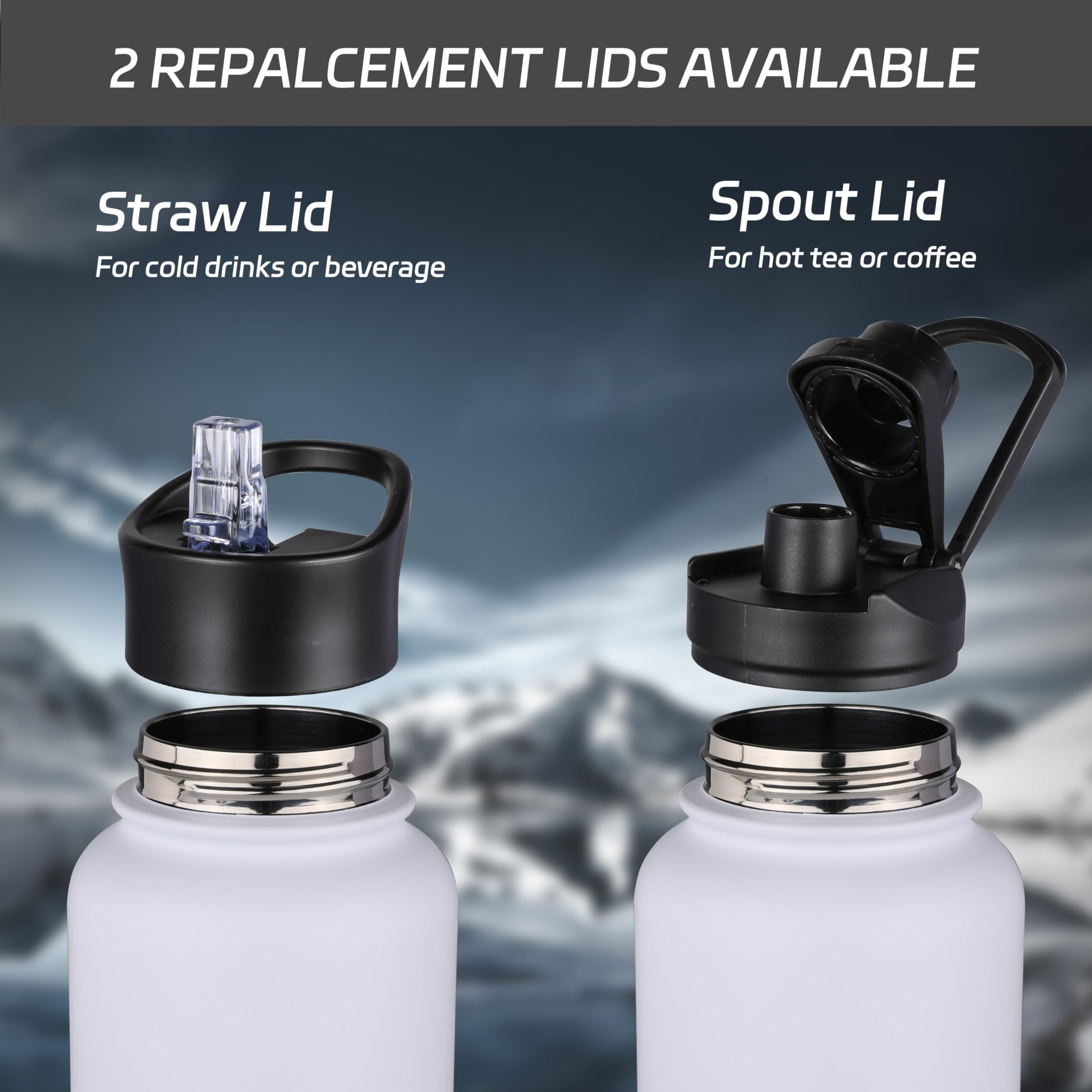 HASLE OUTFITTERS 32oz bottle spout lid for quick, spill-free hydration on hikes