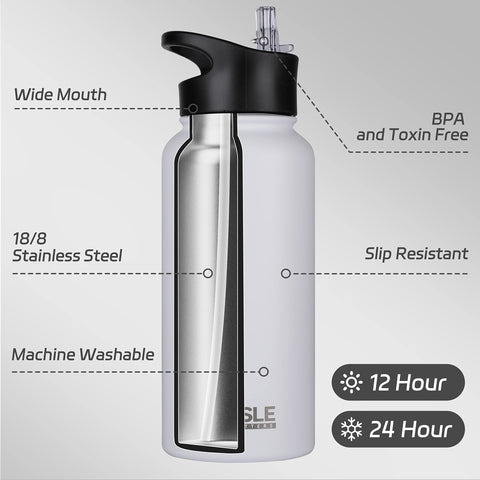 HASLE OUTFITTERS 32oz bottle with double-wall insulation maintains beverage temperature during activities