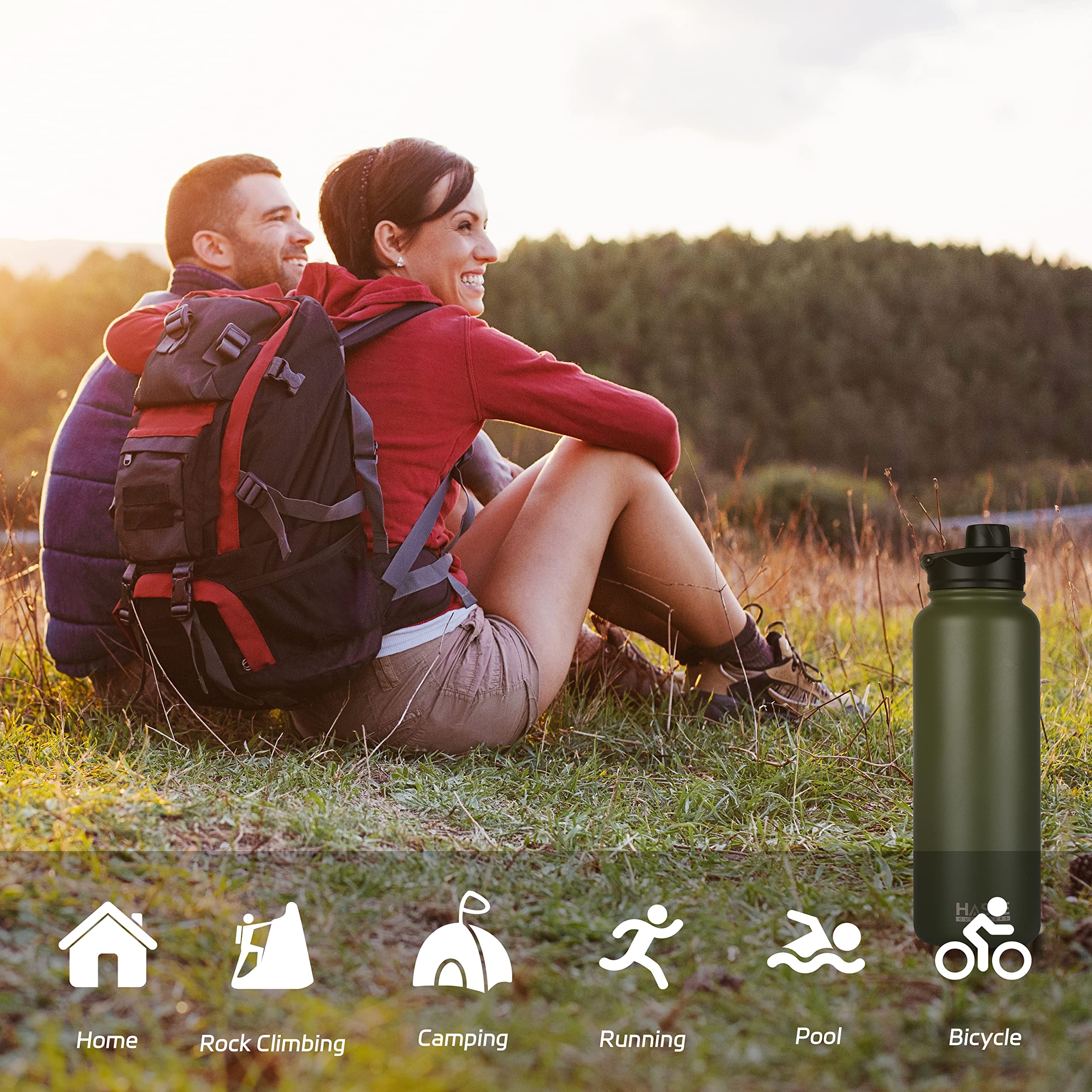 HASLE OUTFITTERS 40oz army green color ready for rugged outdoor adventures