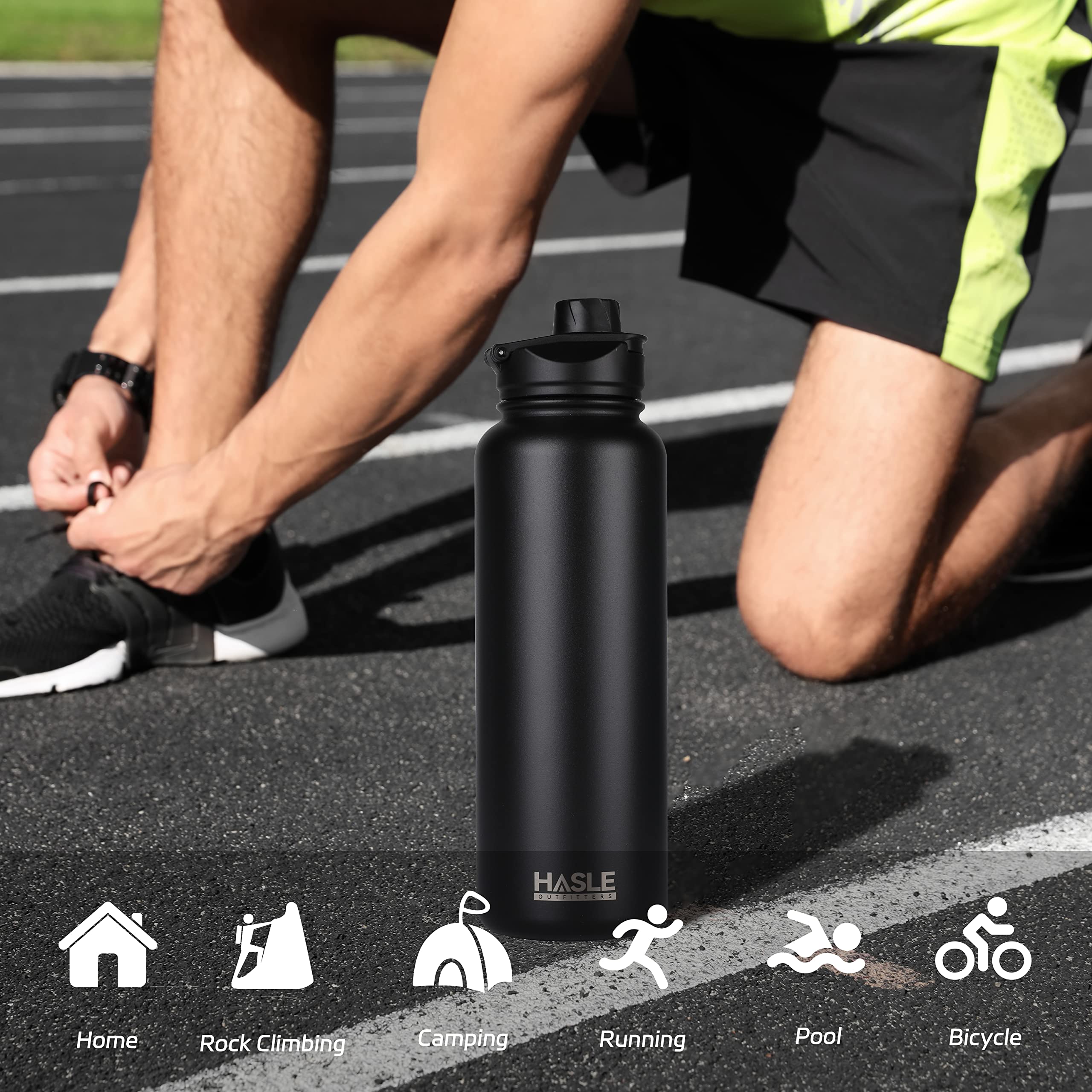 HASLE OUTFITTERS 40oz bottle leak-proof caps prevent spills on the go.