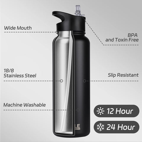 HASLE OUTFITTERS 40oz bottle with straw lid for easy sipping during workouts.