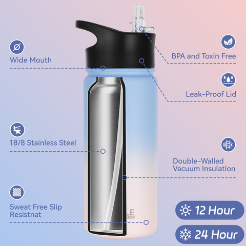 HASLE OUTFITTERS bottle with spout and straw lids for versatile, leak-proof use.