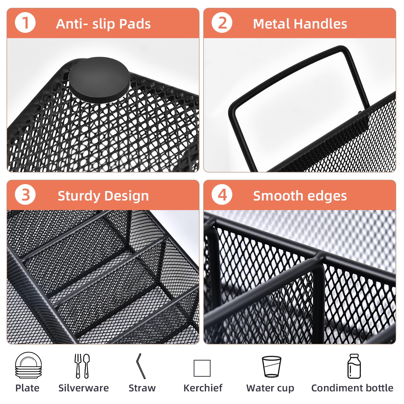 Hasuber napkin holder compartment keeps napkins tidy and within reach during meals.