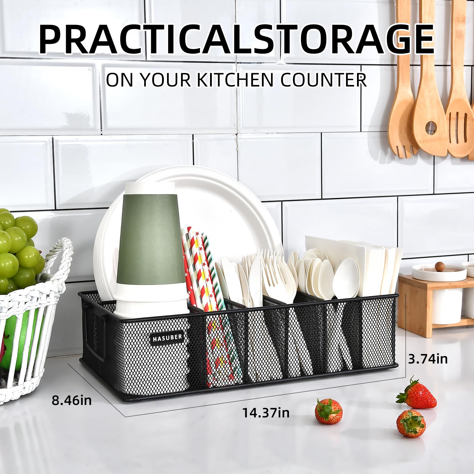 Hasuber paper plate dispenser with seven compartments keeps plates neatly accessible at gatherings.