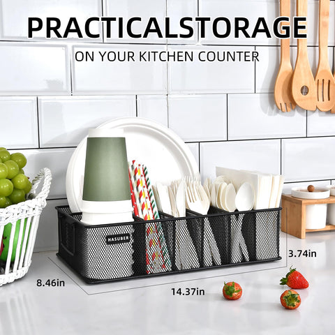 Hasuber paper plate dispenser with seven compartments keeps plates neatly accessible at gatherings.
