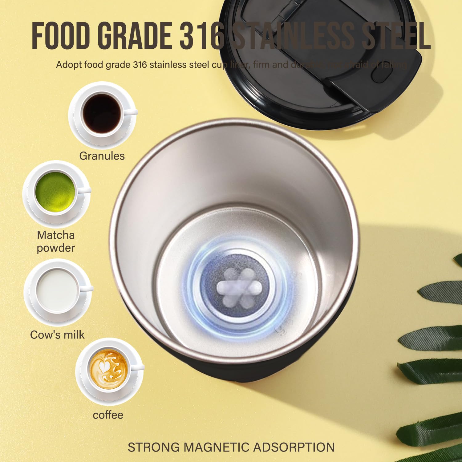 Hatisan USB-C rechargeable stirring mug with cable included