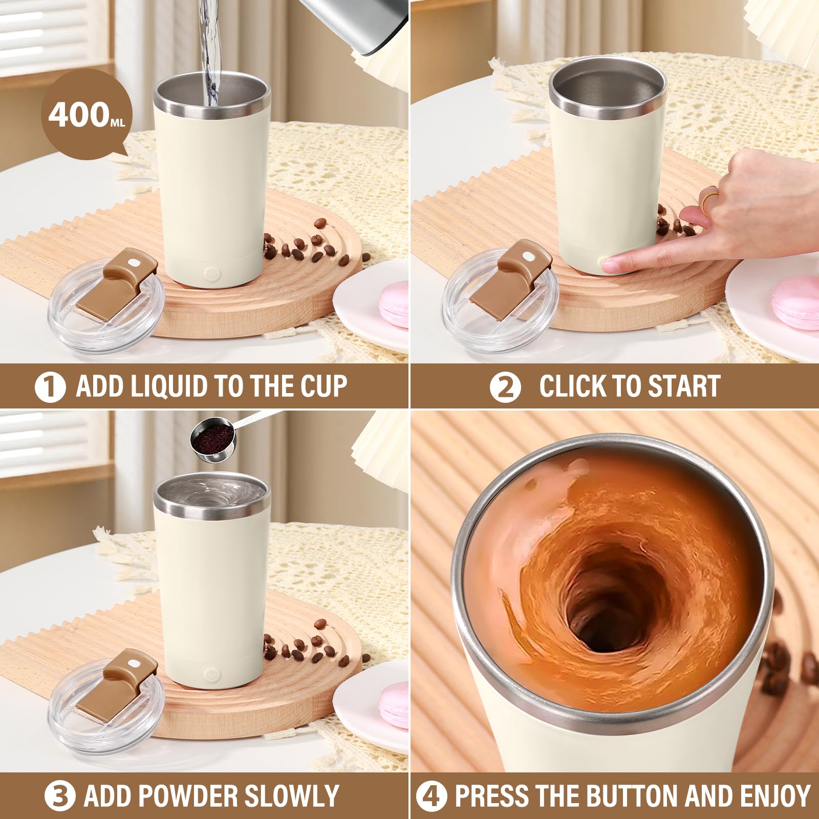 Hatisan USB Type-C rechargeable mug with long-lasting battery life.