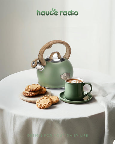 Spout button and handle control on Hauce Radio kettle
