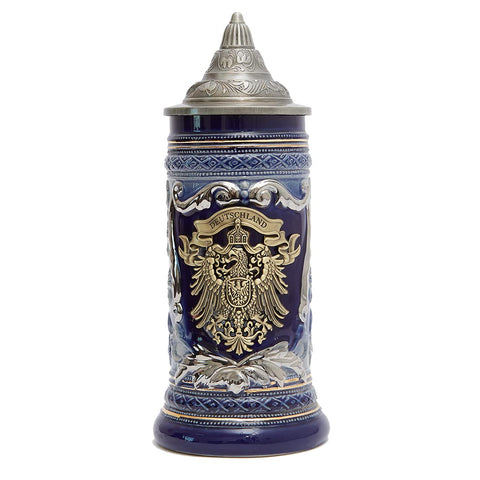 HAUCOZE beer stein with German eagle medallion for authentic style and durability.