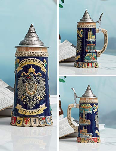 HAUCOZE beer stein relief of coats of arms adds dramatic display