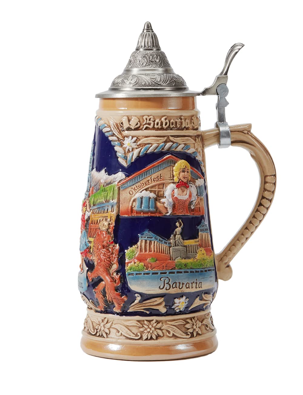 HAUCOZE beer stein mug with German Bavarian relief, ideal for Oktoberfest-inspired gatherings.