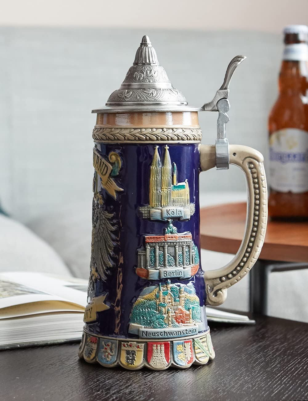 HAUCOZE decorative stein featuring coats of arms ornament