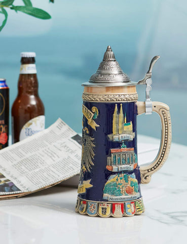 HAUCOZE handcrafted ceramic beer mug with hand-painted finish