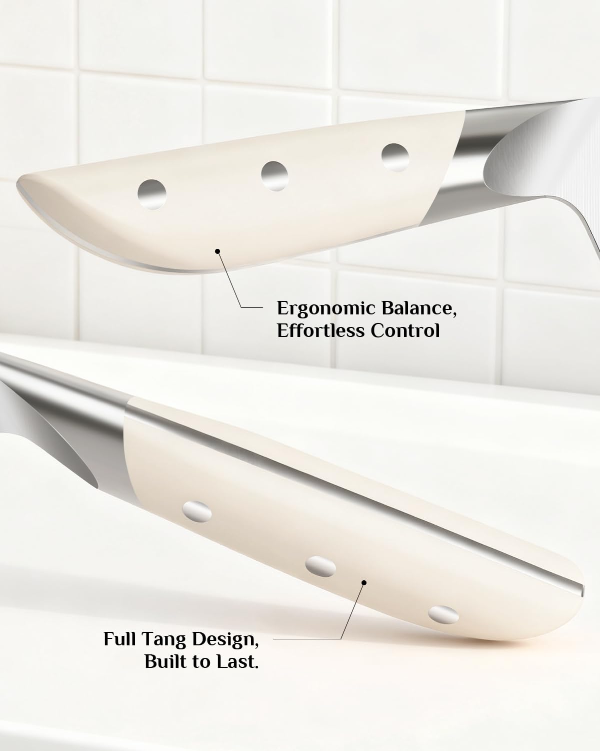 Haugo cream white bread knife with serrated edge