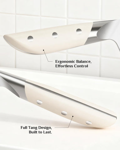 Haugo cream white bread knife with serrated edge