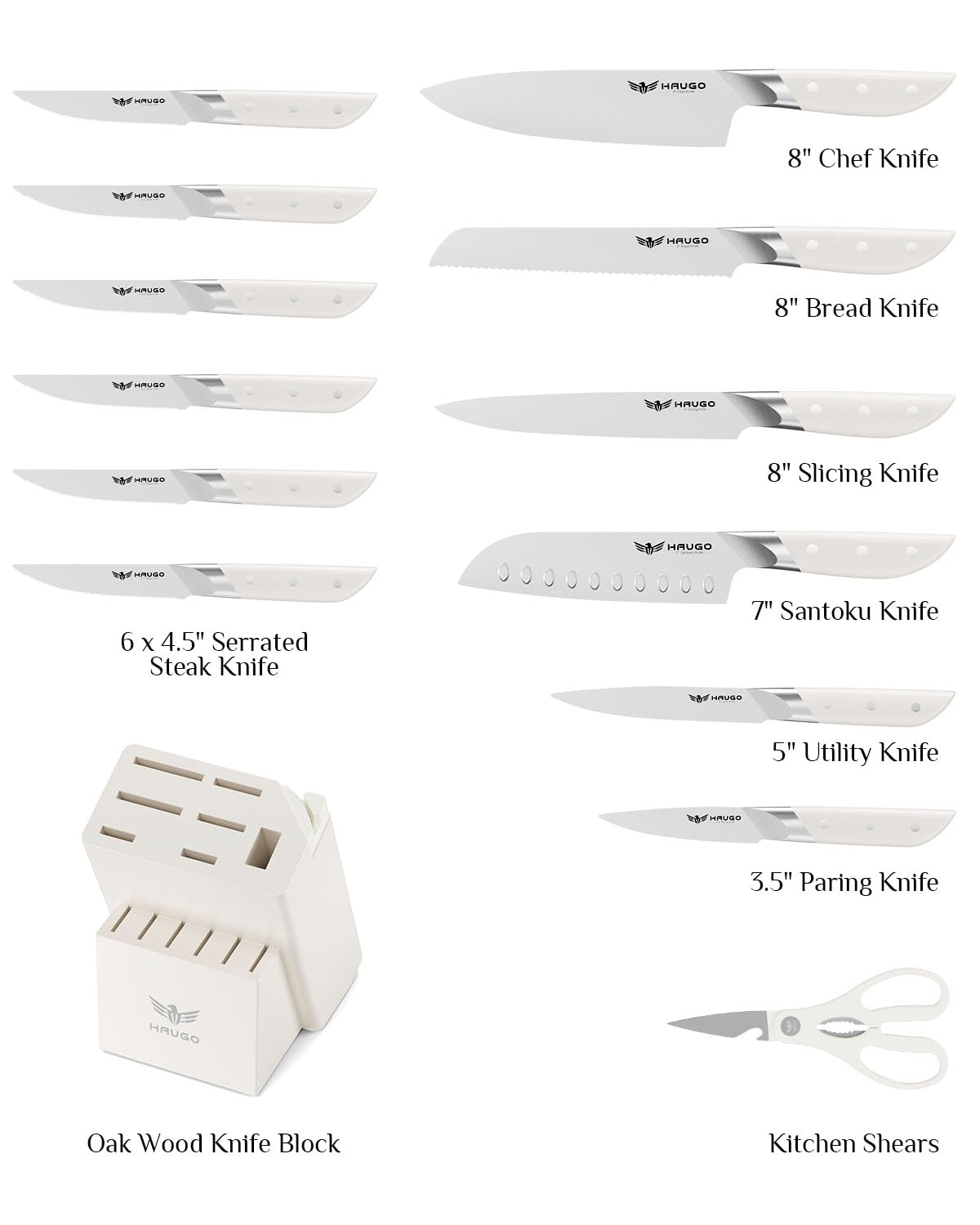 Haugo cream white chef knife for precise slicing and control