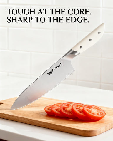 Haugo cream white santoku knife for versatile prep tasks