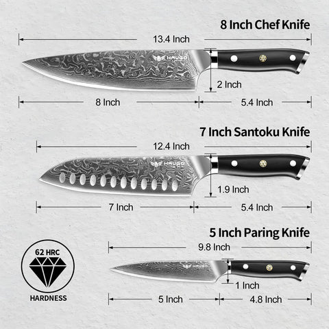 Haugo Damascus 5-5-inch utility knife for small tasks and precise trimming.