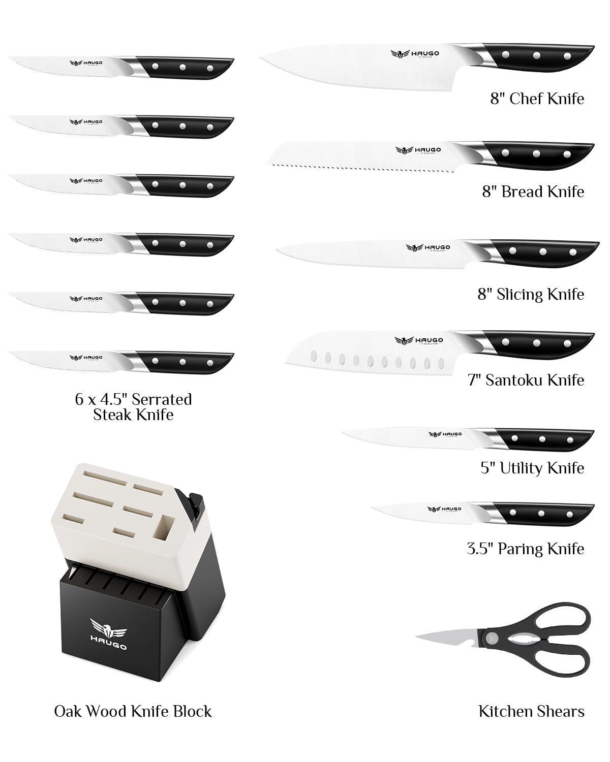 Haugo Obsidian 8-inch chef knife for precise, effortless slicing