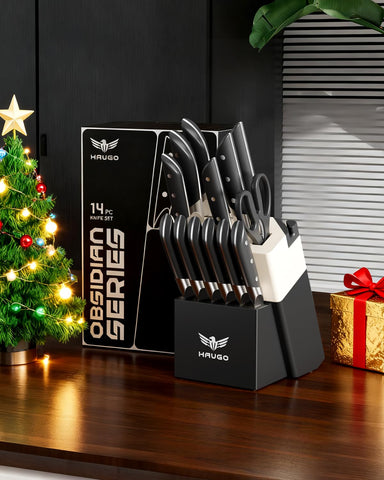 Haugo Obsidian kitchen scissors with block for easy storage