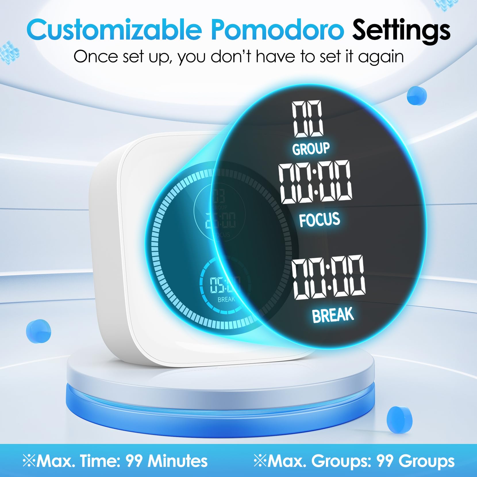HAUKINIX 3-in-1 timer serves as countdown and stopwatch.