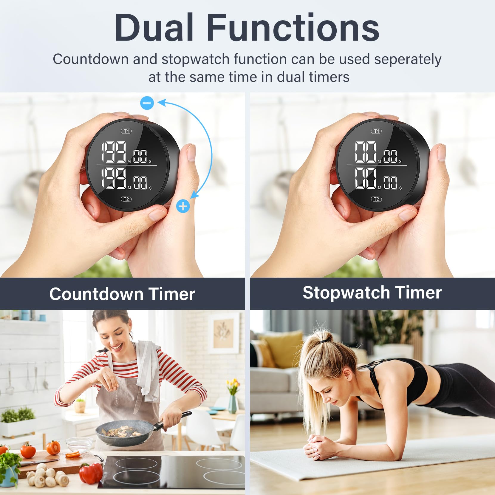 HAUKINIX timer mounted on fridge demonstrates convenient magnetic placement.