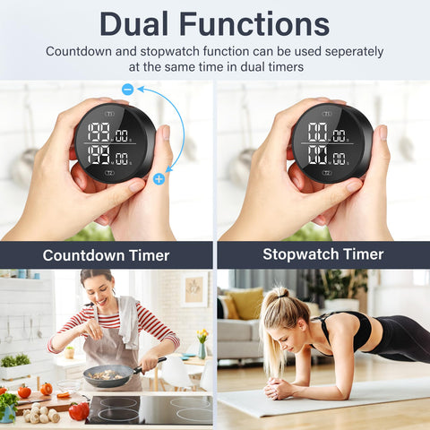 HAUKINIX timer mounted on fridge demonstrates convenient magnetic placement.