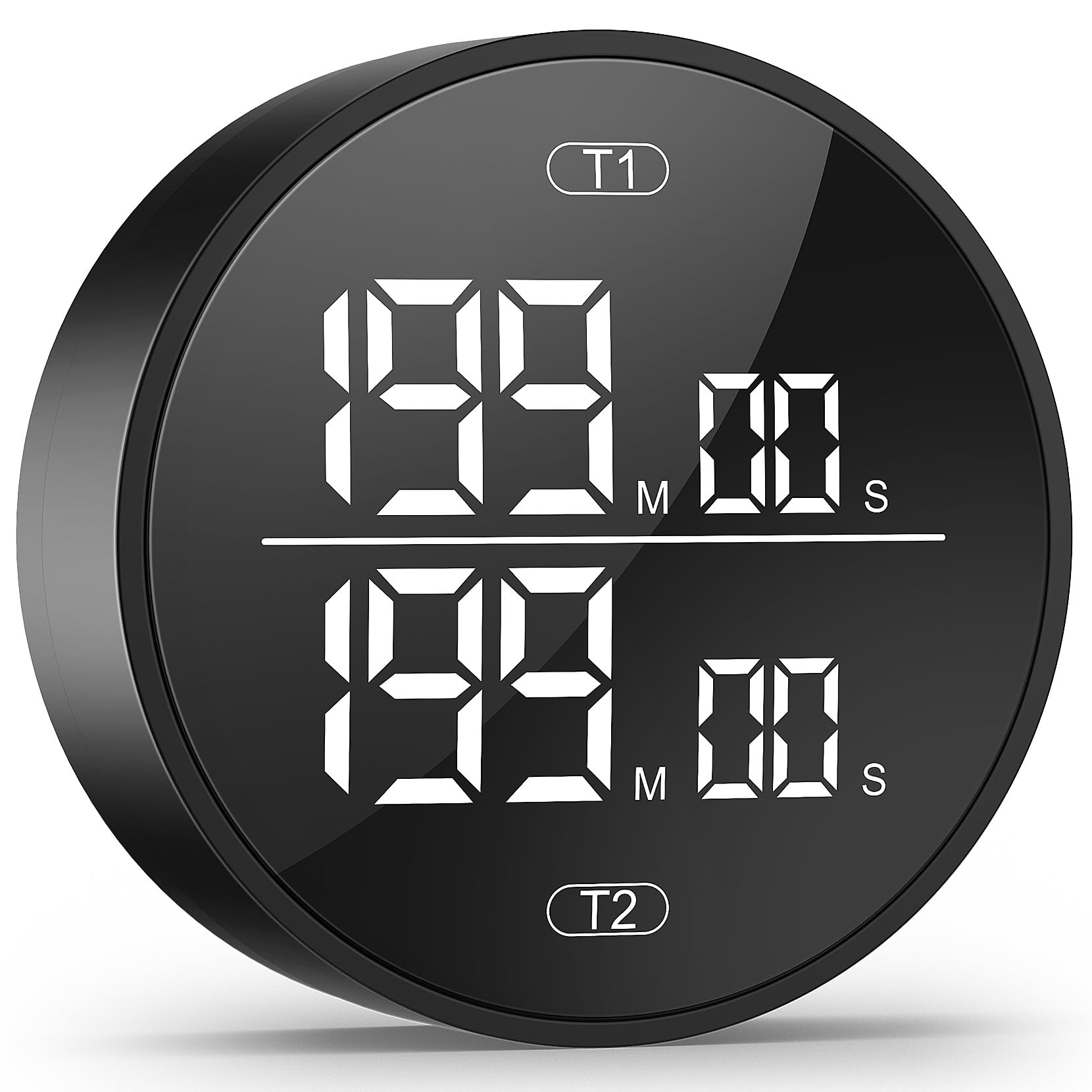 HAUKINIX dual timer front view with big digits for quick kitchen visibility.