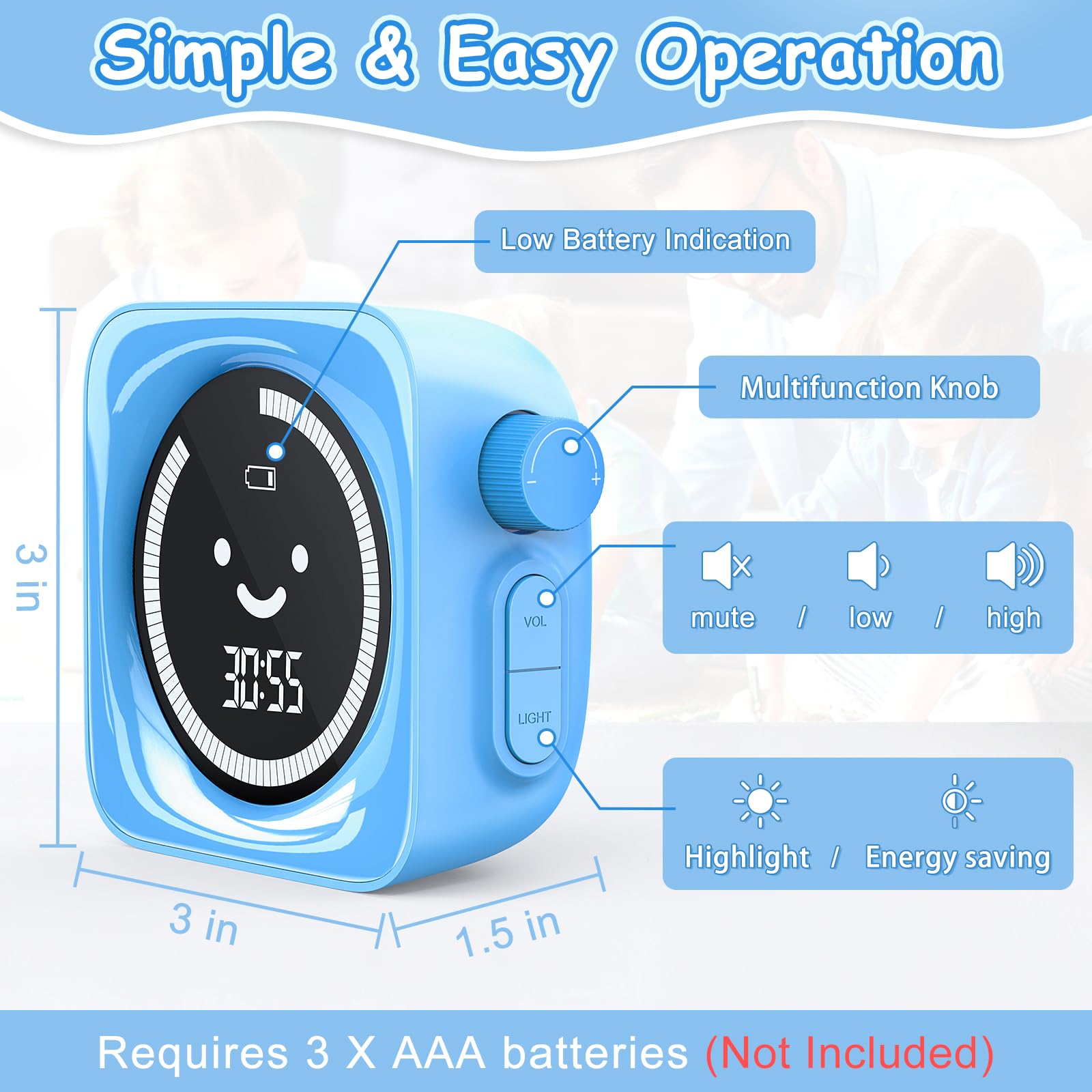HAUKINIX timer with intuitive knob makes counting up or down effortless for kids