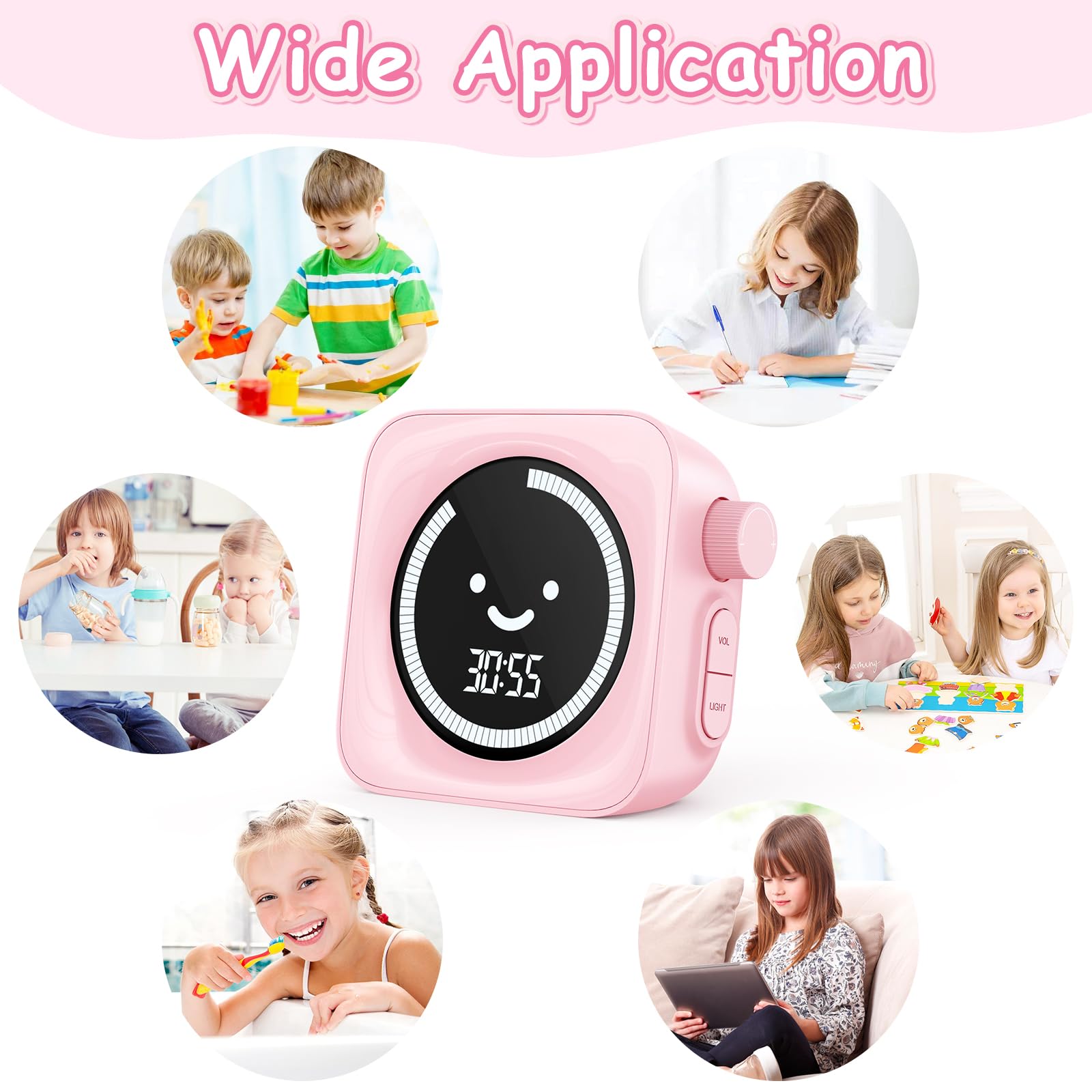 HAUKINIX pink timer blends into kid friendly learning spaces