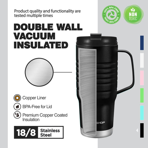 HAUSHOF travel mug in 304 stainless steel for durable, food-grade quality