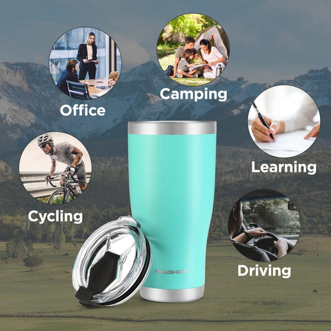 HAUSHOF 30 oz tumbler rounded-bottom design eases cleaning