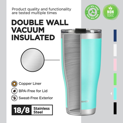 HAUSHOF 30 oz tumbler with Tritan lid for safe, simple drinking