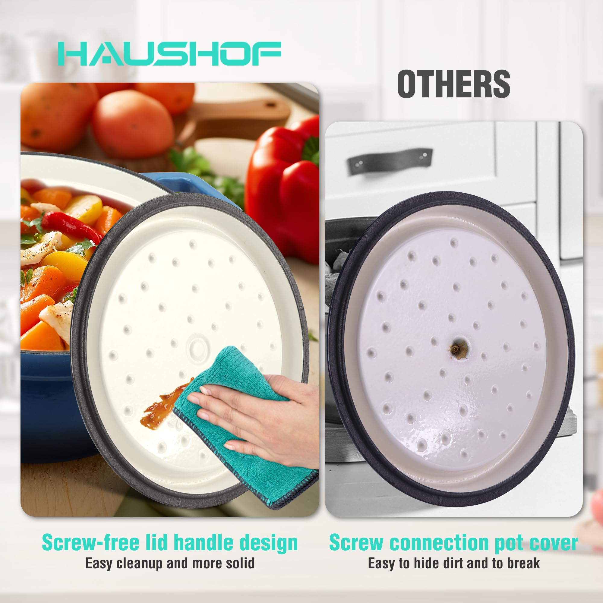 HAUSHOF Dutch oven delivers even heat for thorough browning and tender results.