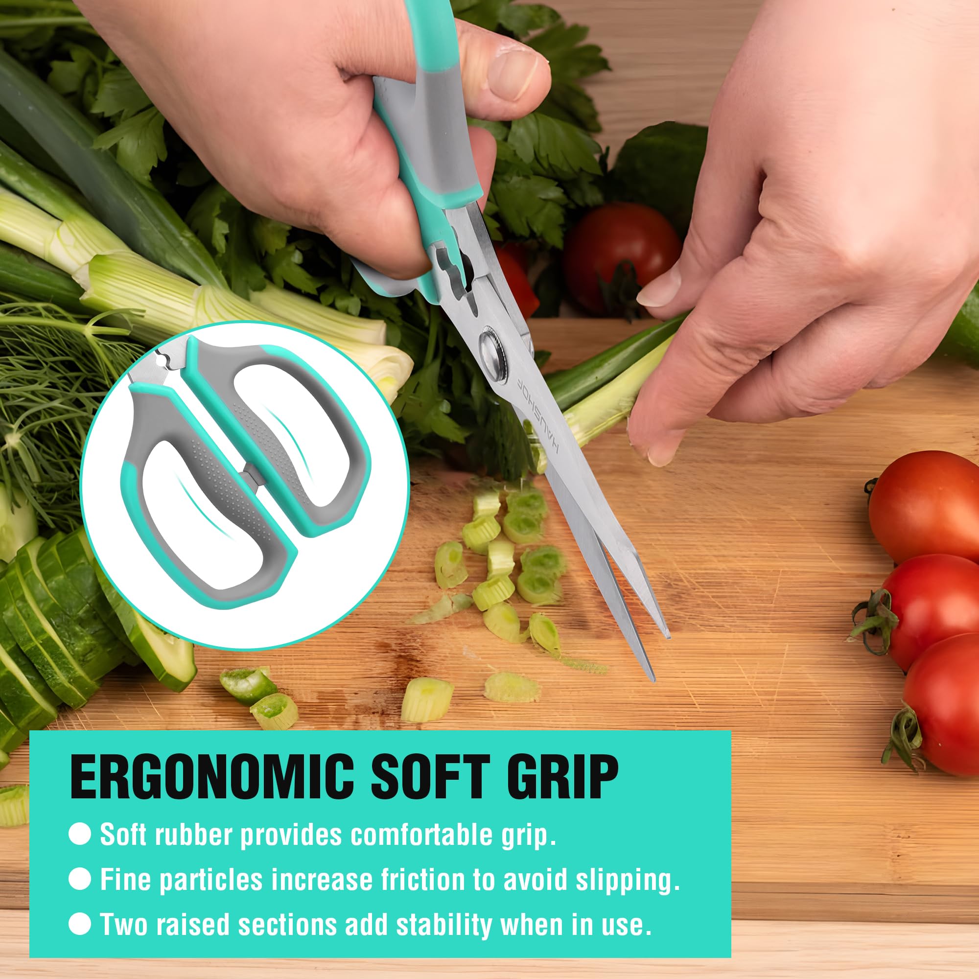HAUSHOF multi-purpose kitchen scissors for meat, vegetables, and more