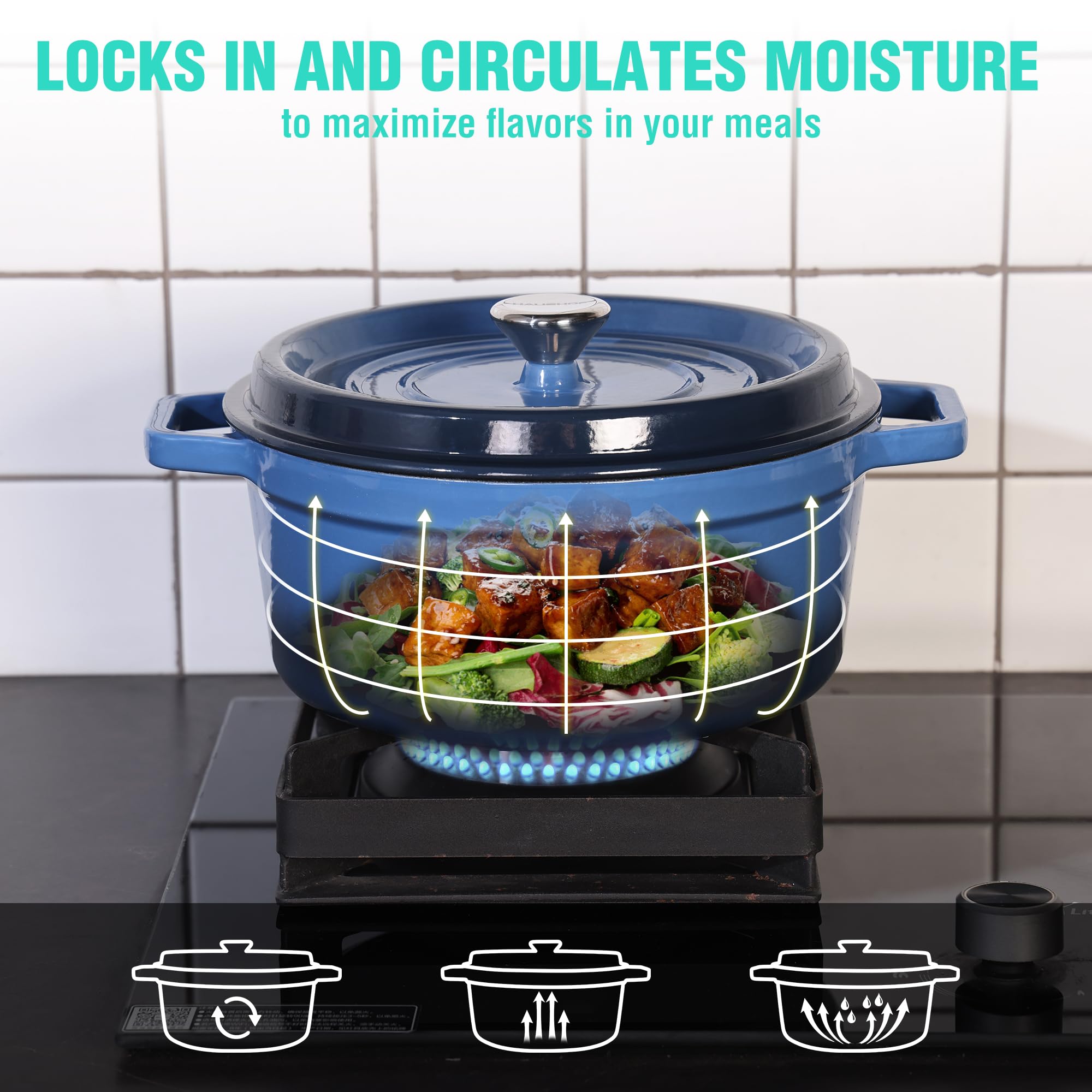 HAUSHOF pot forms a micro-pressure seal to lock in moisture and flavor.