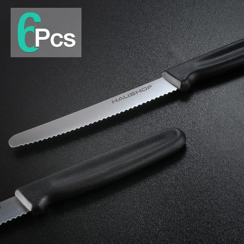 HAUSHOF serrated steak knife with stainless steel blade for effortless slicing.