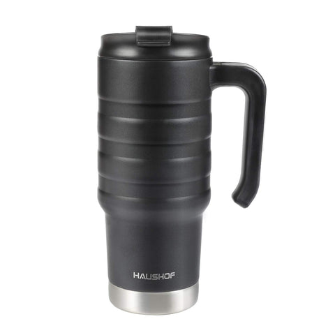 HAUSHOF travel mug with handle for easy grip on commutes.