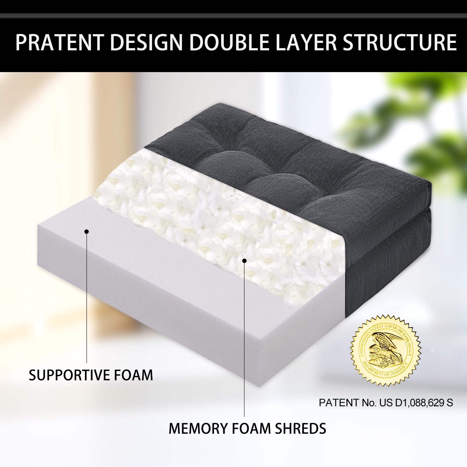 HAVARGO memory foam shreds top layer close-up for fatigue-free seating