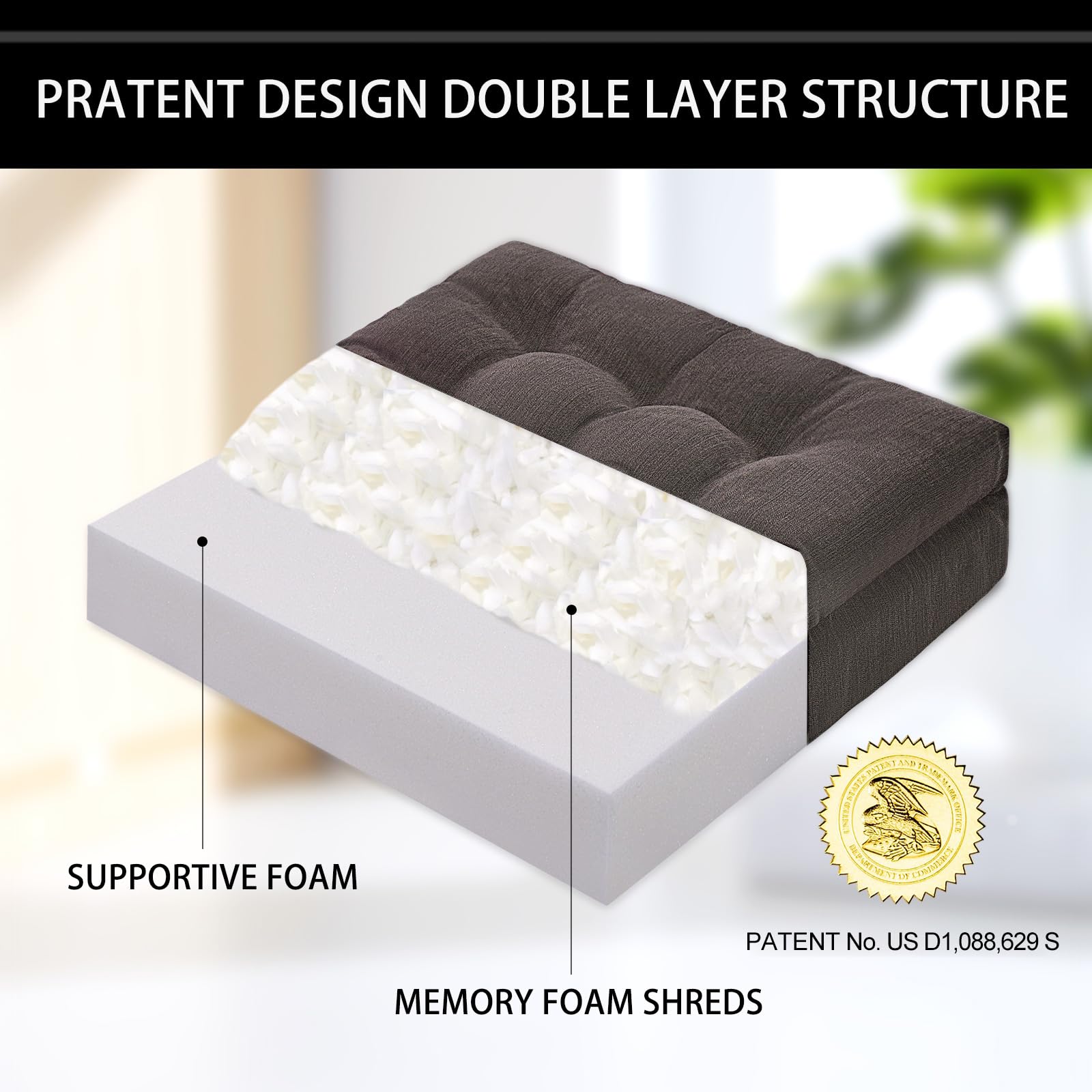 HAVARGO cushion with non-slip bottom demonstrating stable seating during use.