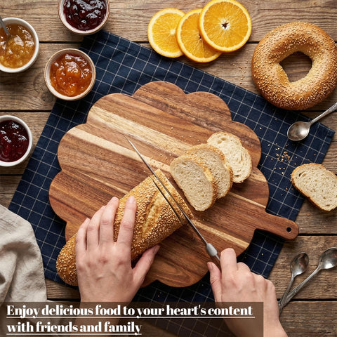 Havawish acacia wood board on kitchen counter styled for display and prep