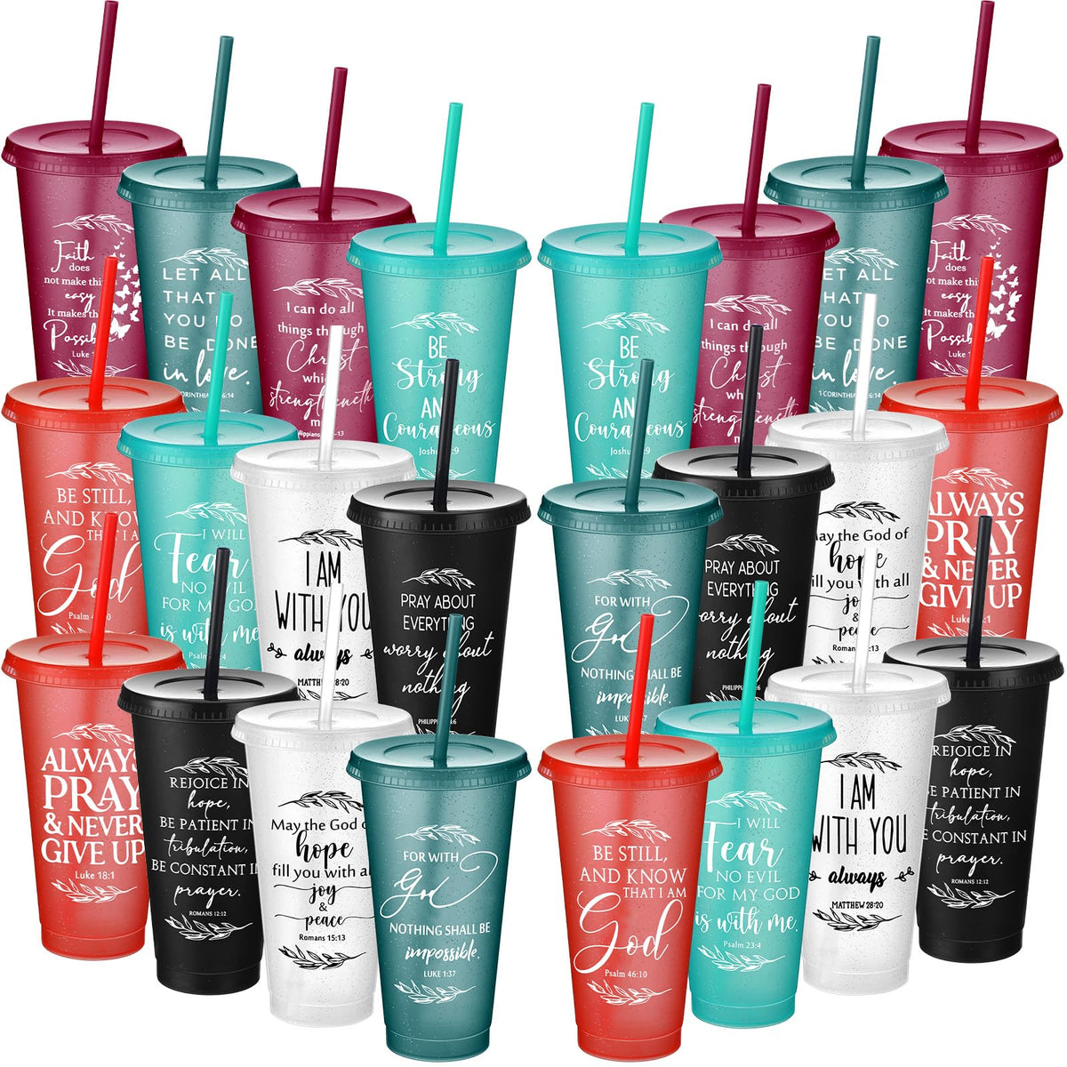Havawish Bible Verse tumbler 24oz with lid for daily hydration