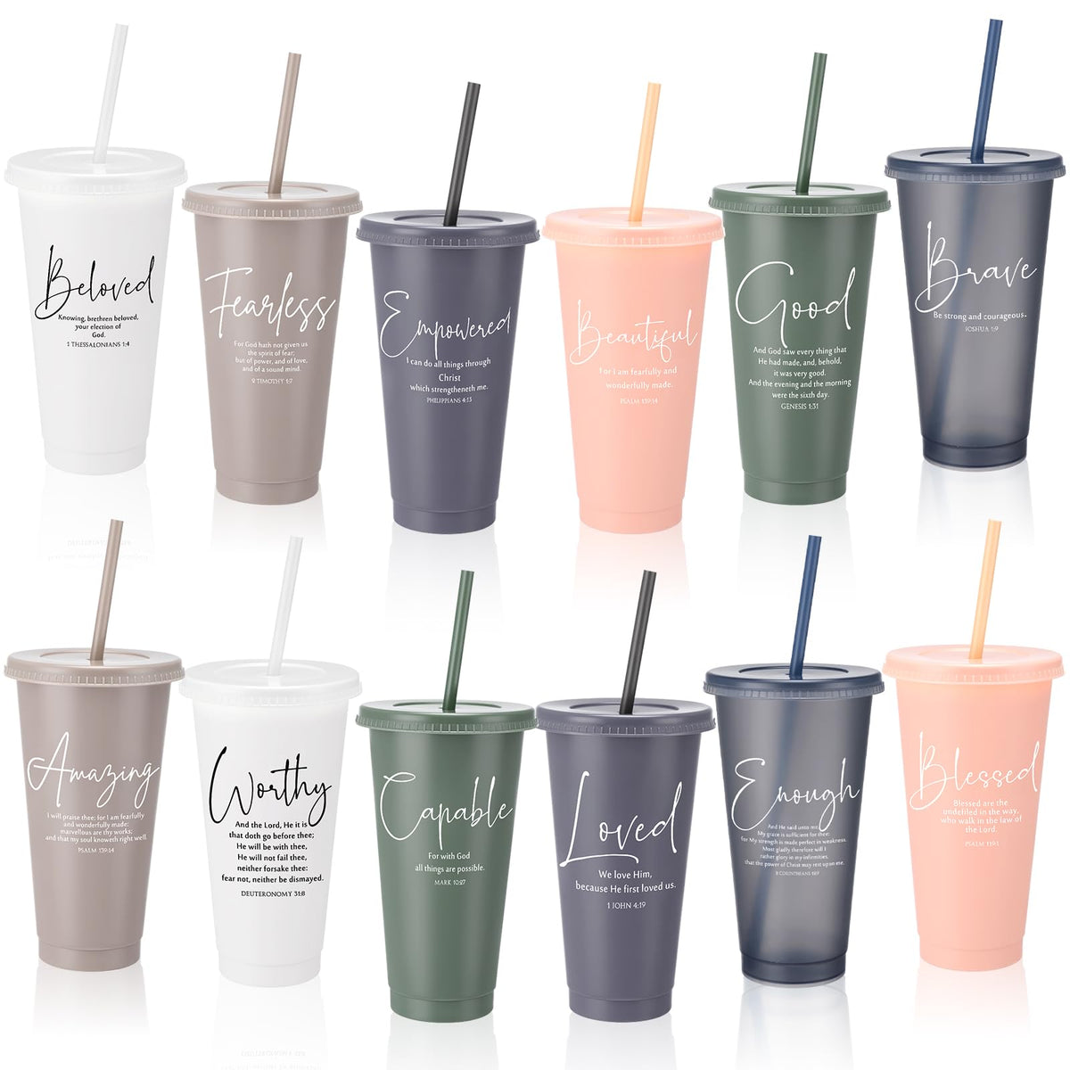 Havawish Bible Verse tumbler set with lid and straw for daily inspiration