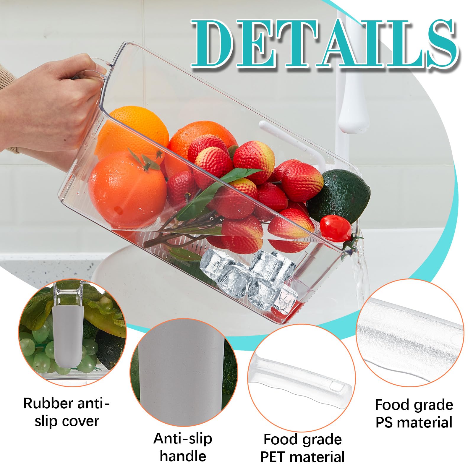 Havawish freezer ice-bin set in grey showing clear content visibility.