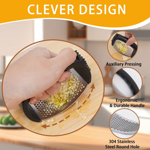 HavenNest garlic press highlights anti-slip PP handle for secure grip.
