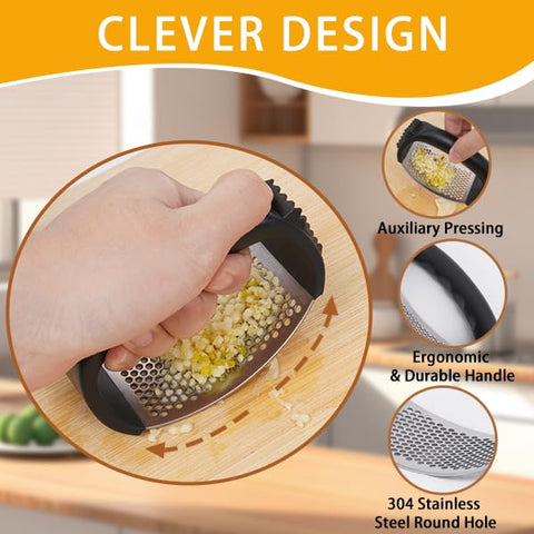 HavenNest garlic press highlights anti-slip PP handle for secure grip.