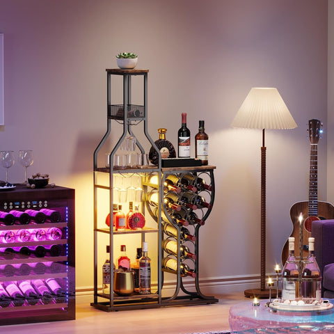 HavenlyYouth liquor cabinet 5-tier wine rack for organized bottle display.